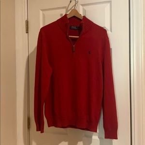 Red Polo 3/4 Zip Sweater